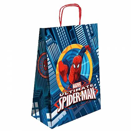 Τσάντα Δώρου Χάρτινη Spiderman με Κίτρινο Κύκλο (40cm) 40x32x14cm  στην Κατηγορία Τσάντες Δώρου 