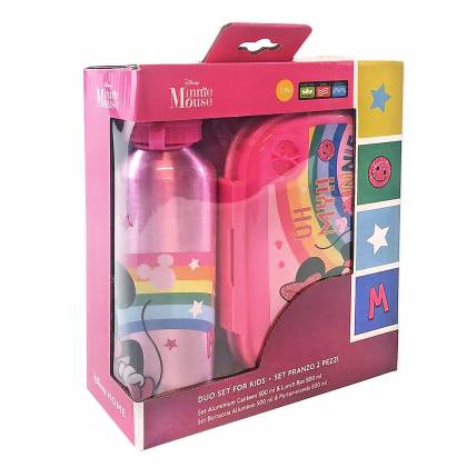Σετ 2 τεμ Minnie Φαγητοδοχείο 800ml & Παγούρι Αλουμινίου 500ml Φαγητοδοχείο 800ml, Παγούρι Αλουμινίου 500ml  στην Κατηγορία Σχολικό Γεύμα 