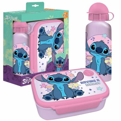 Σετ 2 τεμ Stitch  Φαγητοδοχείο 800ml & Παγούρι  500ml Φαγητοδοχείο 800ml, Παγούρι με Καλαμάκι 500ml  στην Κατηγορία Σχολικό Γεύμα 