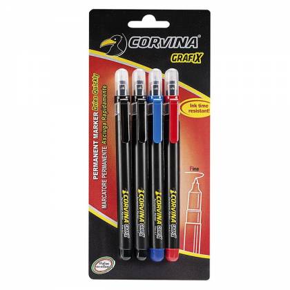ΜΑΡΚΑΔΟΡΑΚΙΑ ΑΝΕΞΙΤΗΛΑ CORVINA GRAFIX 0,7mm ΣΕΤ=4ΤΕΜ   στην Κατηγορία Μαρκαδόροι Ανεξίτηλοι - Πίνακα 